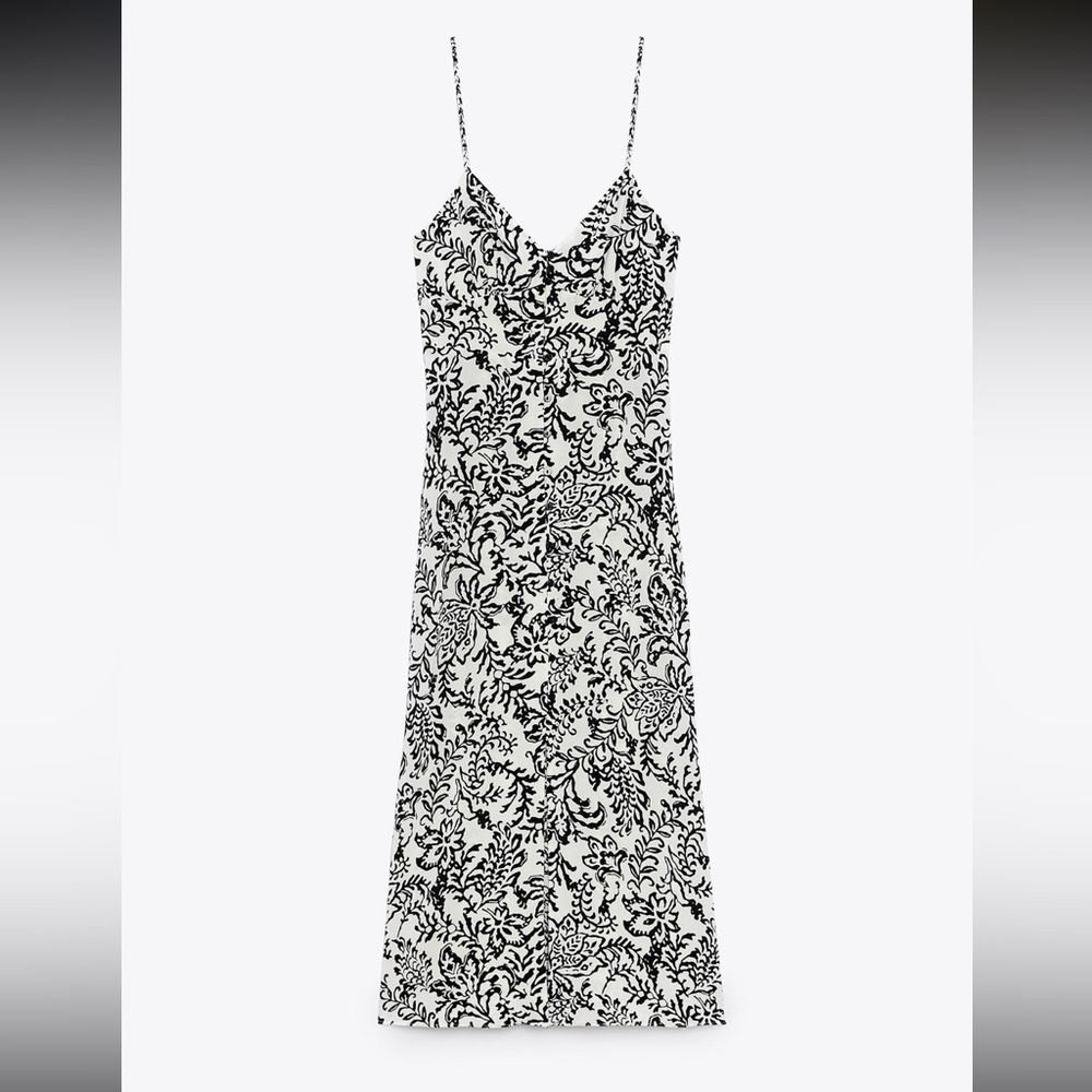 Zara Black and White Floral Maxi Dress